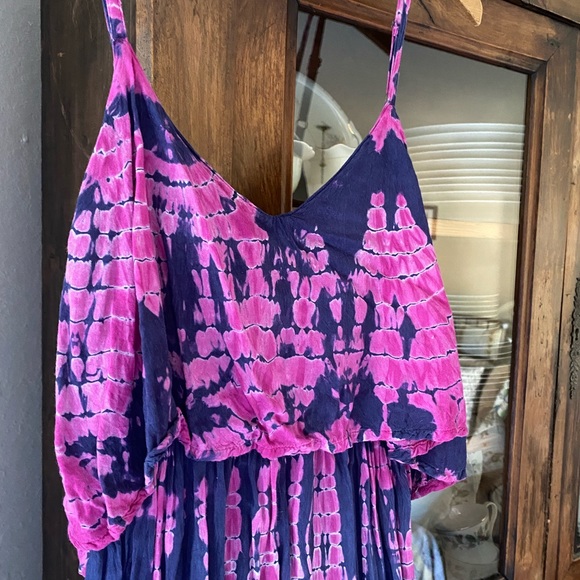 Japna Blue and Pink Tie Dye Maxi Dress - Picture 3 of 9